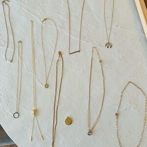 Gold dainty necklaces - 9 pendants / 9 chains